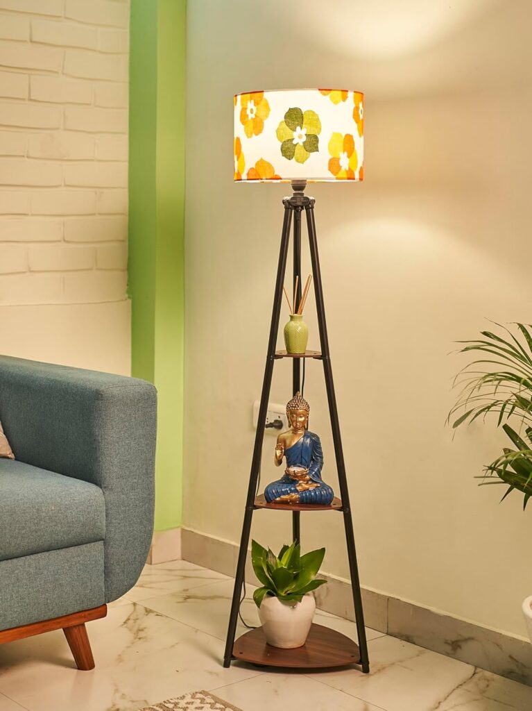 Tripod Floor Lamp with 3 Shelves