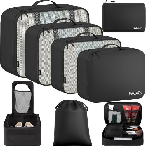 Packing cubes organised inside carry-on luggage